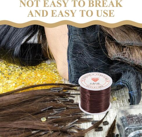 Elastic Hair Line 0.6Mm Flat Silicone Cord for Hair Extensions and Braiding String Durable Stretch Thread for DIY Ponytail Braid Extension and Crystal Elastic Cord in Saudi Arabia