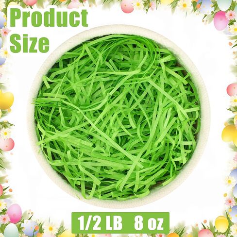 الفاوانيا رجل 8oz الأخضر عيد الفصح العشب الأخضر الرافية ورقة العشب لسلة هدية عيد الفصح ورقة قابلة لإعادة التدوير أجاد حشو لصندوق سلة ملء البيض ستوفير DIY هدية الحرفية التعبئة والتغليف عيد الفصح لوازم الحفلات in Saudi Arabia