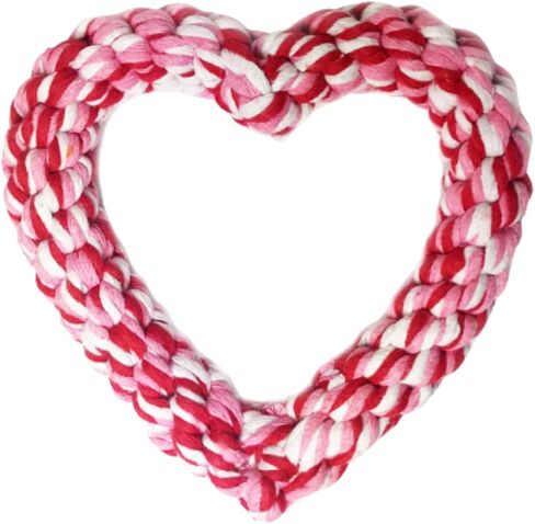 Midlee Valentine's Heart Rope Dog Toy (6" x 6")- Pink, Red, White Cotton Chew Gift in Saudi Arabia