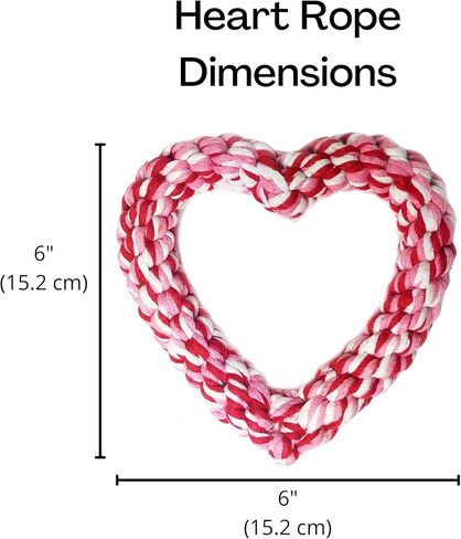 Midlee Valentine's Heart Rope Dog Toy (6" x 6")- Pink, Red, White Cotton Chew Gift in Saudi Arabia