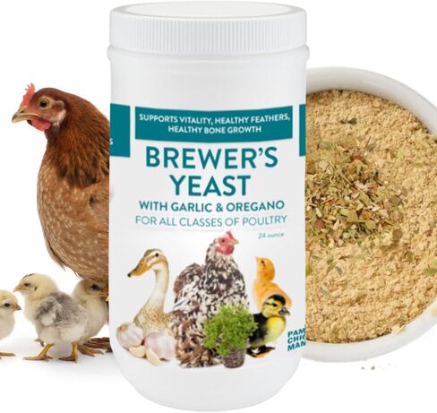 Brewer's Yeast for Ducks & Chickens with Garlic & Dried Oregano (24 Ounce) | Niacin for Ducks, Chicks, and Adult Chickens | Chicken Probiotic & Amino Acids| Pampered Chicken Mama (24 Ounce) in Saudi Arabia