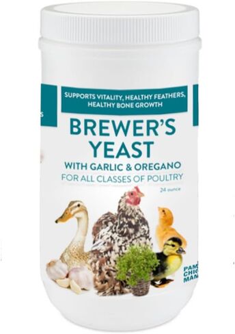 Brewer's Yeast for Ducks & Chickens with Garlic & Dried Oregano (24 Ounce) | Niacin for Ducks, Chicks, and Adult Chickens | Chicken Probiotic & Amino Acids| Pampered Chicken Mama (24 Ounce) in Saudi Arabia
