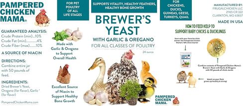 Brewer's Yeast for Ducks & Chickens with Garlic & Dried Oregano (24 Ounce) | Niacin for Ducks, Chicks, and Adult Chickens | Chicken Probiotic & Amino Acids| Pampered Chicken Mama (24 Ounce) in Saudi Arabia