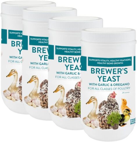 Brewer's Yeast for Ducks & Chickens with Garlic & Dried Oregano (24 Ounce) | Niacin for Ducks, Chicks, and Adult Chickens | Chicken Probiotic & Amino Acids| Pampered Chicken Mama (24 Ounce) in Saudi Arabia