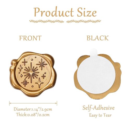 Yoption Star Wax Seal Stickers, 50 Pack Antique Gold Self Adhesive Envelope Wax Stickers for Wedding Invitation, Party, Christmas, Envelope, Gift Wrapping in Saudi Arabia