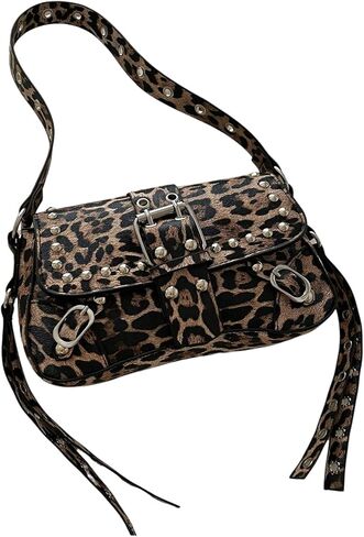 QWINEE Women's Studded Shoulder Bag Y2k Chain Clutch Purses Vintage Buckle Leather Underarm Bag in Saudi Arabia
