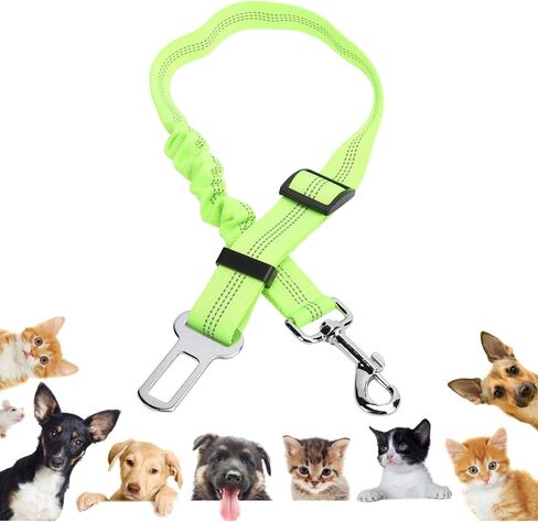 Green Adjustable Dog Car Seat Belt Elastic Safety Harness with Metal Buckle for Small and Medium Pets in Saudi Arabia