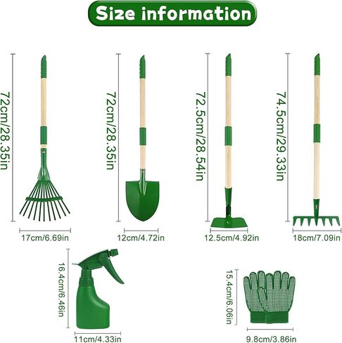 Kids Gardening Tool Set,6 pcs Detachable Toddler Gardening Tools with Shovel,Rake,Hoe and Rake for Outdoor Summer Yard Lawn Beach,Christmas Birthday Gifts for Age 3,4,5 Year (Green Shovel) in Saudi Arabia