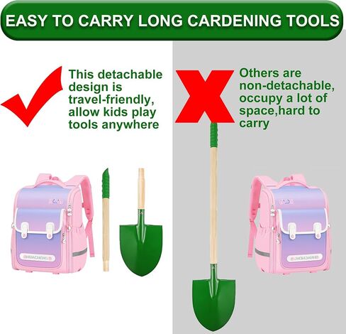 Kids Gardening Tool Set,6 pcs Detachable Toddler Gardening Tools with Shovel,Rake,Hoe and Rake for Outdoor Summer Yard Lawn Beach,Christmas Birthday Gifts for Age 3,4,5 Year (Green Shovel) in Saudi Arabia