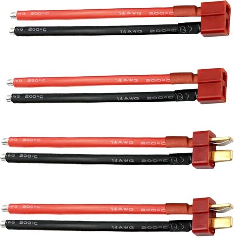 TAODAN 4PCS T Plug Connector Female and Male Ends with 16 AWG Silicone Wire 10cm Suitable for Remote Controlled Lithium Polymer Battery Cable Drones in Saudi Arabia