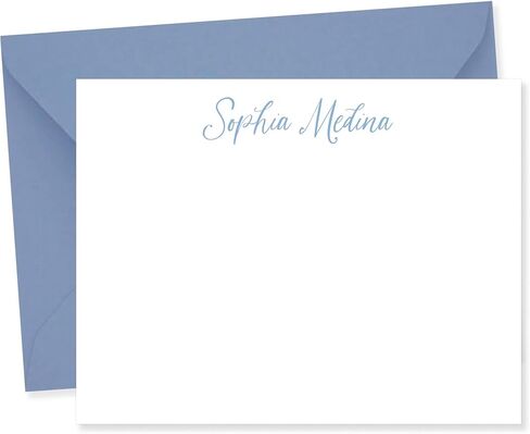 Elegant Script Stationery Notecard Set, 5.5x4.25 (A2) Personalized Stationary Flat Cards with Envelopes in Saudi Arabia