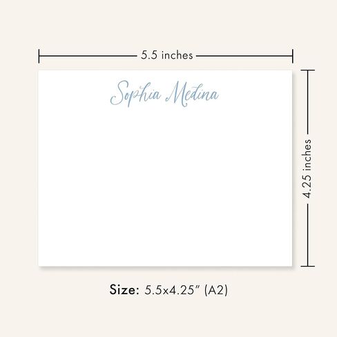 Elegant Script Stationery Notecard Set, 5.5x4.25 (A2) Personalized Stationary Flat Cards with Envelopes in Saudi Arabia
