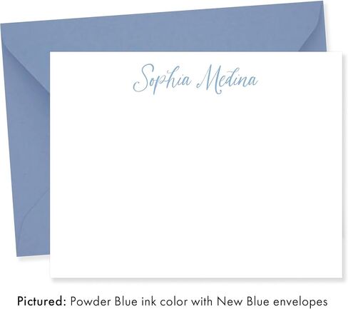 Elegant Script Stationery Notecard Set, 5.5x4.25 (A2) Personalized Stationary Flat Cards with Envelopes in Saudi Arabia