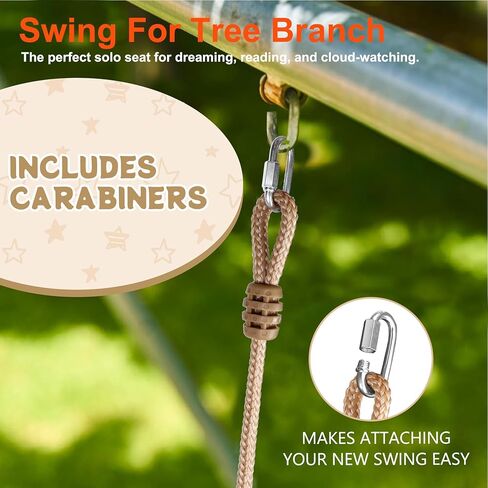 مقعد أرجوحة شجرة للبالغين والأطفال، سعة 500 رطل - كرسي تعليق خارجي وداخلي للشجرة والشرفة ومجموعة اللعب - يتضمن أرجوحة من الخيزران + حبال قابلة للتعديل، لا حاجة إلى تجميع in Kuwait