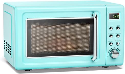 ARLIME Retro Microwave 0.7Cu.ft, 700 Watt Countertop Microwave with 5 Micro Power Defrost & Auto Cooking Function, LED Display, Child Lock, Pink Small Microwave for Kitchen, RV, Dorm in Saudi Arabia