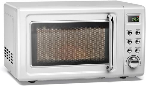 ARLIME Retro Microwave 0.7Cu.ft, 700 Watt Countertop Microwave with 5 Micro Power Defrost & Auto Cooking Function, LED Display, Child Lock, Pink Small Microwave for Kitchen, RV, Dorm in Saudi Arabia