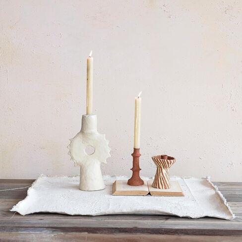 Creative Co-Op Handmade Paper Mache Spiked Taper Candle Holder, Natural in Saudi Arabia