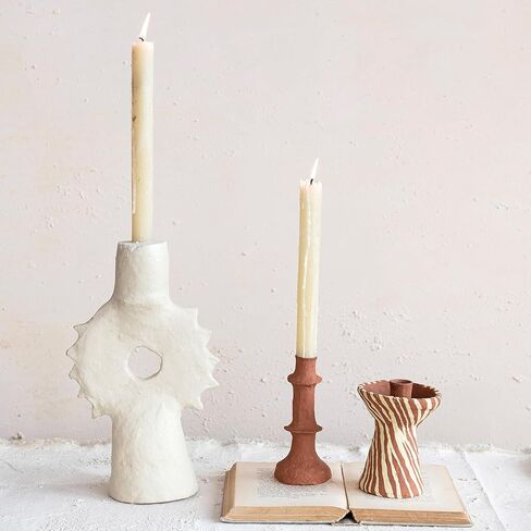 Creative Co-Op Handmade Paper Mache Spiked Taper Candle Holder, Natural in Saudi Arabia
