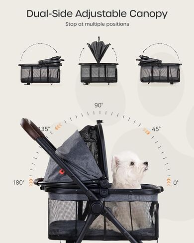 Pet Stroller for Small Dogs & Cats, Foldable with Detachable Carrier in Saudi Arabia