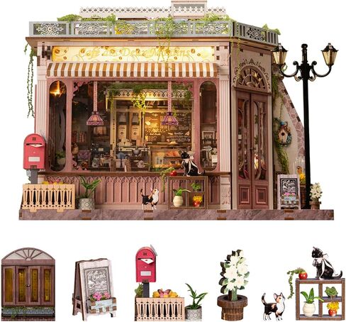 مجموعة Book Nook - مجموعة بيت الدمى المصغرة DIY Diorama، Booknook Tiny House Bookshelf Decor 3D لغز خشبي ثلاثي الأبعاد، هدايا للبالغين والمراهقين والعائلة (Café des Deux Moulins) in Kuwait