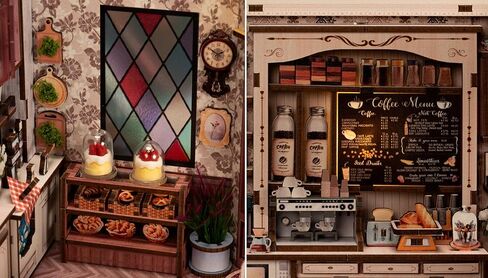 مجموعة Book Nook - مجموعة بيت الدمى المصغرة DIY Diorama، Booknook Tiny House Bookshelf Decor 3D لغز خشبي ثلاثي الأبعاد، هدايا للبالغين والمراهقين والعائلة (Café des Deux Moulins) in Kuwait