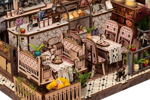 مجموعة Book Nook - مجموعة بيت الدمى المصغرة DIY Diorama، Booknook Tiny House Bookshelf Decor 3D لغز خشبي ثلاثي الأبعاد، هدايا للبالغين والمراهقين والعائلة (Café des Deux Moulins) in Kuwait