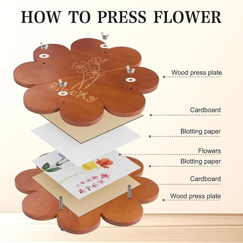 PAZIONMI Extra Large Flower Press Kit – Flower Preservation/Drying Kit for DIY Wedding Bouquet Preservation, DIY Pressed Plant Preservation, 11"x11"Wooden Pressing Boards in Saudi Arabia