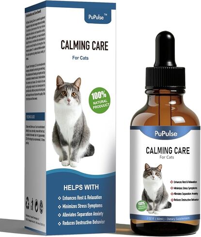 Calming Drops for Cats, Helps to Manage Stress & Anxiety, with Pheromones That May Help Curb Destructive Behavior & Separation Anxiety, Health Supplement for Cats, Sedative-Free, 2 floz in Kuwait
