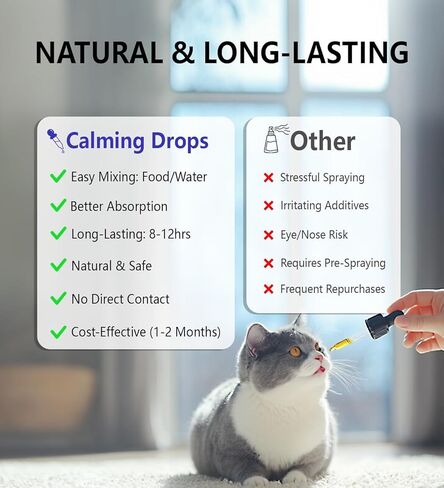 Calming Drops for Cats, Helps to Manage Stress & Anxiety, with Pheromones That May Help Curb Destructive Behavior & Separation Anxiety, Health Supplement for Cats, Sedative-Free, 2 floz in Kuwait