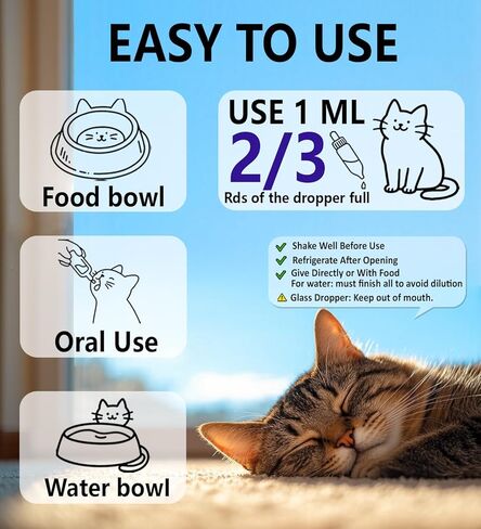 Calming Drops for Cats, Helps to Manage Stress & Anxiety, with Pheromones That May Help Curb Destructive Behavior & Separation Anxiety, Health Supplement for Cats, Sedative-Free, 2 floz in Kuwait