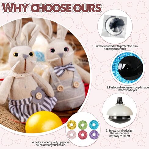 MUCUNNIA 40pcs 35mm 3D بريق عيون السلامة للكروشيه مع غسالات القمر الكروشيه عيون Amigurumi للحيوانات الكروشيه عيون الحرفية عيون الدمية عيون الكروشيه محشوة للحرف هدية لمحبي الكروشيه in Kuwait