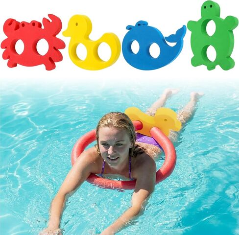 Soulchen 4 Pack EVA Pool Noodle Floating Connectors Animal Shaped Swimming Float Connectors (Duck, Crab, Whale, Turtle) for Rafts Toys Swim Training and Pool Games in Kuwait