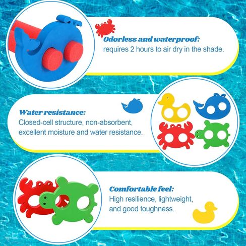 Soulchen 4 Pack EVA Pool Noodle Floating Connectors Animal Shaped Swimming Float Connectors (Duck, Crab, Whale, Turtle) for Rafts Toys Swim Training and Pool Games in Kuwait