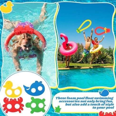 Soulchen 4 Pack EVA Pool Noodle Floating Connectors Animal Shaped Swimming Float Connectors (Duck, Crab, Whale, Turtle) for Rafts Toys Swim Training and Pool Games in Kuwait