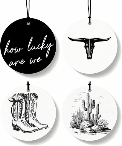 معطرات الهواء الغربية من طراز Western Western 4 PCS ، Cowgirls Cow Cow Skull Cactus Ace Card معطر الهواء مع معطرات Air Cars Closet ، ديكورات مرآة للسيارات الغربية للسيارات للسيارات in Saudi Arabia