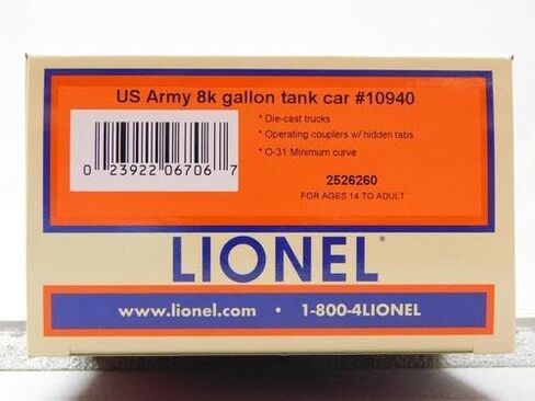 Lionel US Army 8K Gallon Tank CAR USAX #10940 O Gauge 2526260 in Saudi Arabia