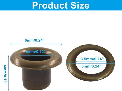 Piutouyar 3mm Hole Tiny Eyelets 200 Pcs, Bronze Grommets Eyelets Self Backing Eyelet Mini Metal Eyelet for Bead Cores/Clothes/Leather/Canvas in Saudi Arabia