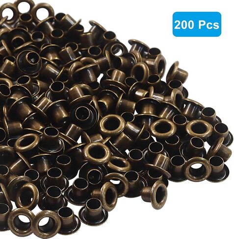 Piutouyar 3mm Hole Tiny Eyelets 200 Pcs, Bronze Grommets Eyelets Self Backing Eyelet Mini Metal Eyelet for Bead Cores/Clothes/Leather/Canvas in Saudi Arabia