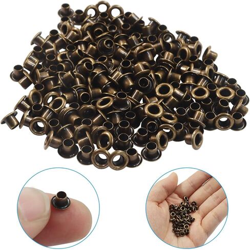 Piutouyar 3mm Hole Tiny Eyelets 200 Pcs, Bronze Grommets Eyelets Self Backing Eyelet Mini Metal Eyelet for Bead Cores/Clothes/Leather/Canvas in Saudi Arabia