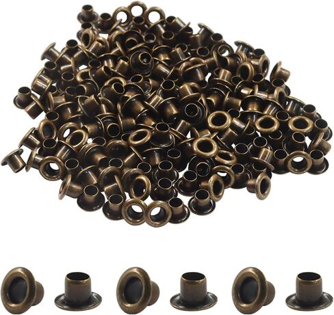 Piutouyar 3mm Hole Tiny Eyelets 200 Pcs, Bronze Grommets Eyelets Self Backing Eyelet Mini Metal Eyelet for Bead Cores/Clothes/Leather/Canvas in Saudi Arabia
