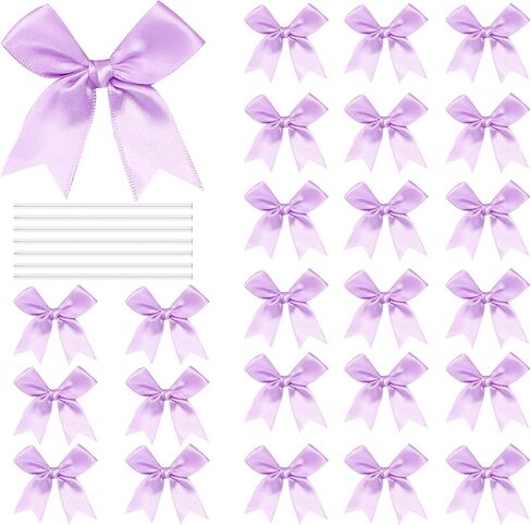 Twist Tie Bows Satin Ribbon Bow 3.3 Inch Gift Wrap Bow Craft Bows for Gift Wrapping, Party Decorations Gifts Bag DIY Treat Bags (Light Pink, 1 Count(Pack of 50)) in Saudi Arabia