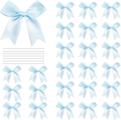 Twist Tie Bows Satin Ribbon Bow 3.3 Inch Gift Wrap Bow Craft Bows for Gift Wrapping, Party Decorations Gifts Bag DIY Treat Bags (Light Pink, 1 Count(Pack of 50)) in Saudi Arabia