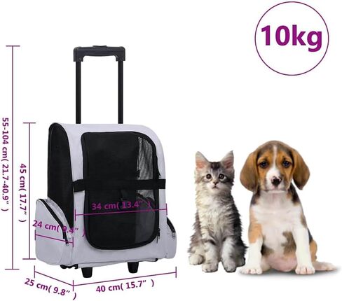 عربة الحيوانات الأليفة من القماش الرمادي من YAFF، عربة مستطيلة قابلة للطي للكلاب والقطط، داخلية/خارجية، خفيفة الوزن in Kuwait