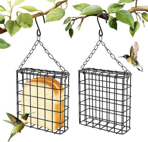 2Pcs Outdoor Suet Cage Bird Feeder, Hanging Wild Bird Feeder with Single Suet Cake Capacity, Multi-Use for Suet/Oranges/Nesting in Kuwait