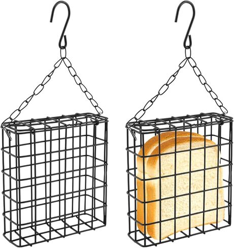 2Pcs Outdoor Suet Cage Bird Feeder, Hanging Wild Bird Feeder with Single Suet Cake Capacity, Multi-Use for Suet/Oranges/Nesting in Kuwait