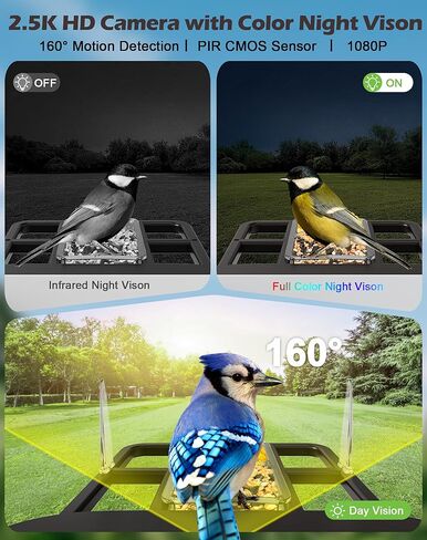 Smart Bird Feeder with Camera Solar Powered, 5MP 2.5K HD Live Video Birdhouse Camera, AI Identify, Instant Notify, Motion Detection, Cloud Storage, Color Night Vision, Ideal Gift for Bird Watching in Saudi Arabia