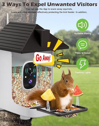Smart Bird Feeder with Camera Solar Powered, 5MP 2.5K HD Live Video Birdhouse Camera, AI Identify, Instant Notify, Motion Detection, Cloud Storage, Color Night Vision, Ideal Gift for Bird Watching in Saudi Arabia