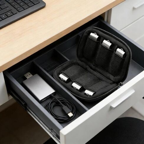 1Pc USB Flash Drive Protective Case, Capacity USB Holder Electronic Accessory Storage Bag, Black Soft Storage Bag, Suitable For Long-term Use (10 grids) in Saudi Arabia