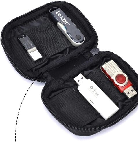 1Pc USB Flash Drive Protective Case, Capacity USB Holder Electronic Accessory Storage Bag, Black Soft Storage Bag, Suitable For Long-term Use (10 grids) in Saudi Arabia