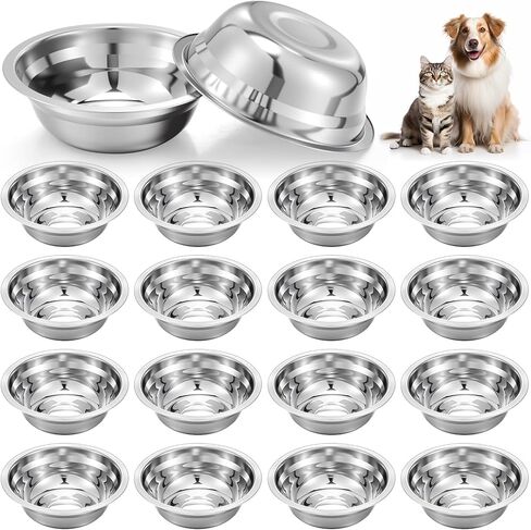 18 Pcs Stainless Steel Metal Dog Bowls Bulk Small Metal Dog Food Water Container Replacement Lightweight Bowl for Small Medium Large Dogs, Dishwasher Safe (5.5 Inch) in Saudi Arabia